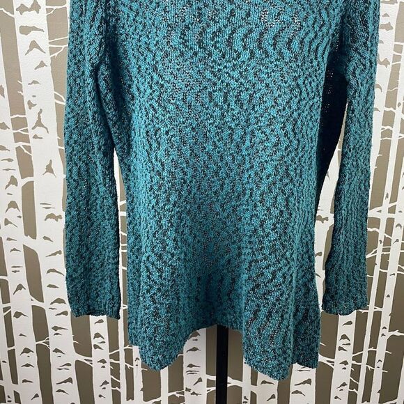Teal & Black Tie Back Sweater Plus sz 1 - Picture 4 of 11